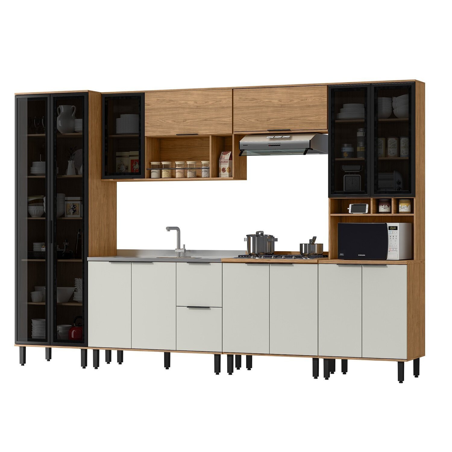 Cozinha Modulada Toscana 6 Peças Mdf com Paneleiro 1 Forno e Cristaleira - 2