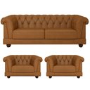 Ver imagem 2 de Kit Chesterfield Sofá 2 Lugares e 2 Poltronas Helena Captonê Living Luxo em Tecido Sintético
