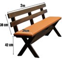 Ver imagem 4 de Conjunto Mesa Madeira Maciça para Churrasco Imbuia + 4 Bancos Estofados Laranja