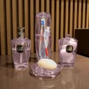 Ver imagem 4 de Porta Algodão e Cotonete UZ Organizador de Bancada de Banheiro Rosa Translúcido