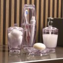 Ver imagem 2 de Porta Algodão e Cotonete UZ Organizador de Bancada de Banheiro Rosa Translúcido