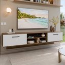 Ver imagem 1 de Rack Suspenso para Tv até 80 Polegadas 218 Cm 2 Portas Rustic/branco Agata Madesa