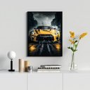 Ver imagem 2 de Quadro Decorativo Carro Esportivo Preto e Amarelo 33x24cm - com Vidro:madeira Preta