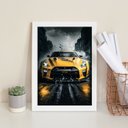 Ver imagem 1 de Quadro Decorativo Carro Esportivo Preto e Amarelo 33x24cm - com Vidro:madeira Preta