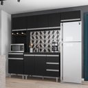 Ver imagem 2 de Cozinha Modulada 5 Peças com Tampo 241cm 10 Portas 4 Gavetas Andréia Preto - AJL Móveis