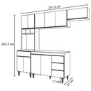 Ver imagem 4 de Cozinha Modulada 5 Peças com Tampo 241cm 10 Portas 4 Gavetas Andréia Preto - AJL Móveis