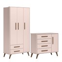 Ver imagem 1 de Quarto de Bebê Qencanto com Roupeiro e Cômoda Qmovi Rosa