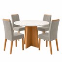 Ver imagem 2 de Conjunto Sala de Jantar 4 Lugares Redonda Tampo MDF Mesa Celebrare com Cadeiras Apogeu Marrom Amêndoa Clean/Off White/ Capuccino