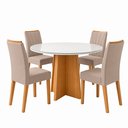 Ver imagem 3 de Conjunto Sala de Jantar 4 Lugares Redonda Tampo Vidro/MDF Mesa Celebrare com Cadeiras Apogeu Bege Amêndoa Clean/Off White/ Naturale Creme