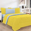 Ver imagem 1 de Kit Edredom Malha 100% Algodão Gran Moratta 3 Peças Casal - Amarelo-azul Bebê
