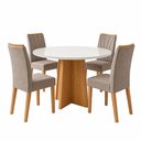 Ver imagem 3 de Conjunto Sala de Jantar 4 Lugares Redonda Tampo Vidro/MDF Mesa Celebrare com Cadeiras Apogeu Bege Amêndoa Clean/Off White/Bege Escuro