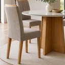 Ver mais imagens de Conjunto Sala de Jantar 4 Lugares Redonda Tampo Vidro/MDF Mesa Celebrare com Cadeiras Apogeu Bege Amêndoa Clean/Off White/Bege Escuro