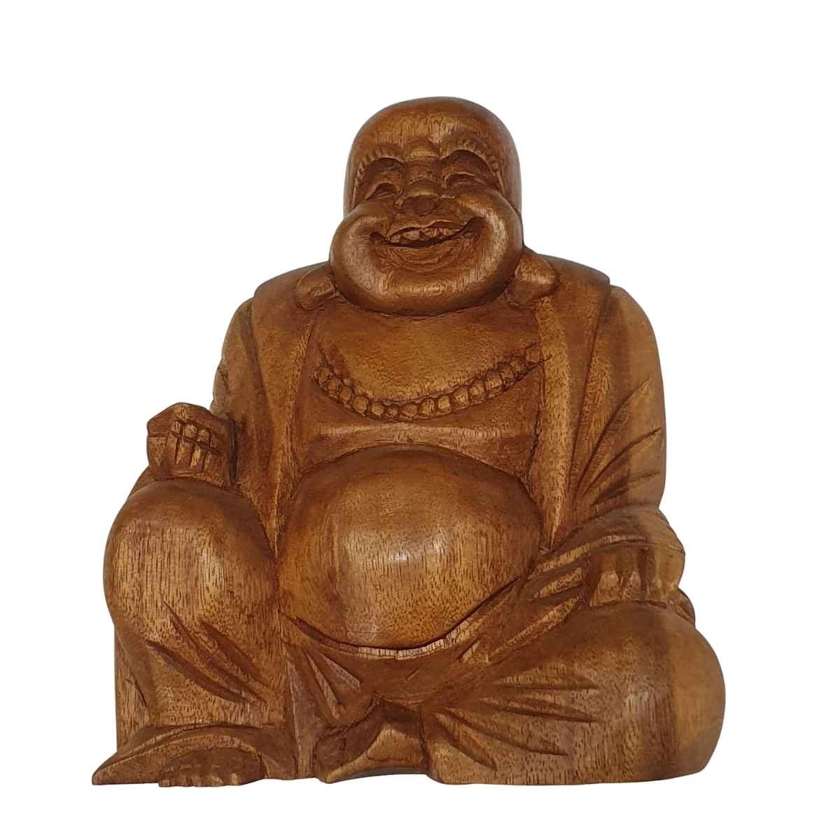 Buda Hotei de Madeira Suar 22cm