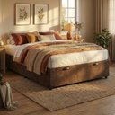 Ver imagem 2 de Cama Box c/Bau Casal 1,38 Suede Marrom