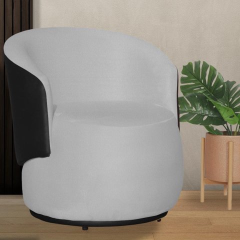 Poltrona Organica Beatriz Suede Branco C/ Composê Corano Preto - Lm Decor