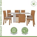 Ver imagem 2 de Conjunto Sala de Jantar 6 Lugares Retangular Tampo Vidro/MDF Mesa Astrid e Cadeiras Athenas Bege Amêndoa Clean/Off White/Rinzai Bege