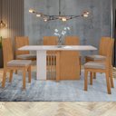 Ver imagem 1 de Conjunto Sala de Jantar 6 Lugares Retangular Tampo Vidro/MDF Mesa Astrid e Cadeiras Athenas Bege Amêndoa Clean/Off White/Rinzai Bege