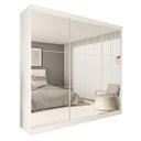 Ver imagem 2 de Guarda-roupa Casal 3 Portas de Correr 4 Gavetas e 9 Espelhos Rennes - Branco