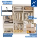 Ver imagem 4 de Guarda-roupa Casal 3 Portas de Correr 4 Gavetas e 9 Espelhos Rennes - Branco