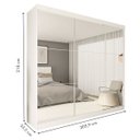 Ver imagem 3 de Guarda-roupa Casal 3 Portas de Correr 4 Gavetas e 9 Espelhos Rennes - Branco