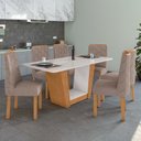 Ver imagem 1 de Conjunto Sala de Jantar 6 Lugares Retangular Tampo Vidro/MDF Mesa Apogeu e Cadeiras Astrid