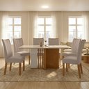 Ver imagem 1 de Conjunto Sala de Jantar 6 Lugares Retangular Tampo Vidro/MDF Mesa Astrid com Cadeiras Apogeu