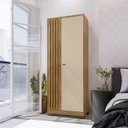 Ver mais imagens de Guarda Roupa Casal Imperial e Cômoda Madri com Armário Multiuso Versatile Carvalho Americano Off Whi