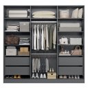 Ver imagem 4 de Guarda Roupa 6 Portas Abrir 230 cm X 240 cm para Quarto ou Closet 100% MDF Cor:Cinza e Peroba