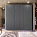 Ver imagem 1 de Guarda Roupa 6 Portas Abrir 230 cm X 240 cm para Quarto ou Closet 100% MDF Cor:Cinza e Peroba