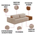 Ver imagem 3 de Sofá Ilha 2 Lugares Living 292cm Modulado para Sala Lary Bouclê Creme K01 - D'Rossi