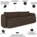 Ver imagem 4 de Sofá 3 Lugares Sala Living Orgânico 220cm Oregon K01 Veludo Marrom - Lyam Decor