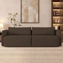 Ver imagem 2 de Sofá 3 Lugares Sala Living Orgânico 220cm Oregon K01 Veludo Marrom - Lyam Decor