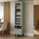 Ver imagem 1 de Cristaleira 50cm Porta de Vidro e 1 Gavetão para Cozinha Mdf Cor:mint com Ébano