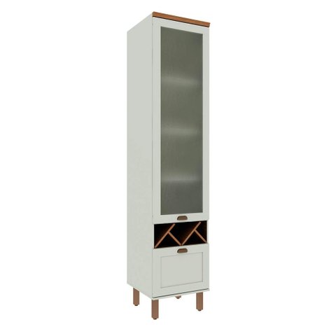 Cristaleira 50cm Porta de Vidro e 1 Gavetão para Cozinha Mdf Cor:mint com Ébano