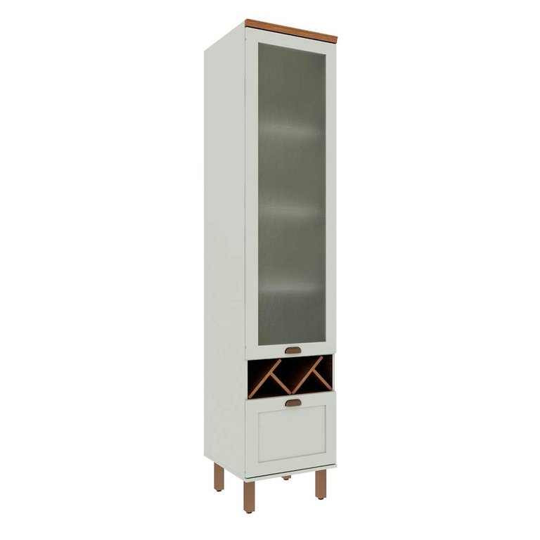 Cristaleira 50cm Porta de Vidro e 1 Gavetão para Cozinha Mdf Cor:mint com Ébano Cristaleira 50cm Porta de Vidro e 1 Gavetão para Cozinha Mdf Cor:mint com Ébano