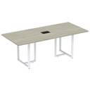 Ver imagem 1 de Mesa de Reunião com Caixa de Tomada 200 x 90 cm Pé Tubular PE25 MDP Nogueira CasaBlanca Base Branca