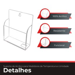 Kit com 8 Suportes de Acrílico para Medidores de Temperatura e Umidade Datalogger - 6