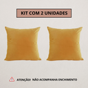Ver imagem 4 de Kit 2 Capa Almofada Veludo Lisa 50x45 Ziper - Mostarda