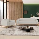 Ver mais imagens de Kit Sofá 3 Lugares Sala Estar 210cm com Poltrona Molino Pés D'ouro D02 Linho Cru C-443 - Lyam