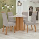 Ver imagem 1 de Conjunto Sala de Jantar 4 Lugares Quadrada Tampo Vidro/MDF Mesa Celebrare com Cadeiras Apogeu Marrom Amêndoa Clean/Off White/ Capuccino