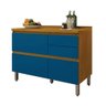 Balcão de Cozinha 3 Porta 2 Gaveta Pilar Cinamomo com Azul Turquesa - 1