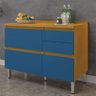 Balcão de Cozinha 3 Porta 2 Gaveta Pilar Cinamomo com Azul Turquesa - 4