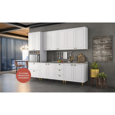 Cozinha Modulada Americana com 6 Peças Branco Hp - Henn