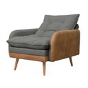 Ver imagem 1 de Poltrona do Papai Reclinável 5 Posições Linho Cinza com Corino Nozes