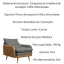 Ver imagem 2 de Poltrona do Papai Reclinável 5 Posições Linho Cinza com Corino Nozes