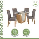 Ver imagem 3 de Conjunto Sala de Jantar 4 Lugares Retangular Tampo MDF Mesa e Cadeiras Apogeu Marrom Amêndoa Clean/Off White/ Capuccino