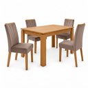 Ver imagem 3 de Conjunto Sala de Jantar 4 Cadeiras 120cm Mesa Athenas e Cadeiras Apogeu Bege Amêndoa Clean/Animale Bege