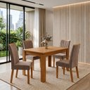 Ver imagem 1 de Conjunto Sala de Jantar 4 Cadeiras 120cm Mesa Athenas e Cadeiras Apogeu Bege Amêndoa Clean/Animale Bege
