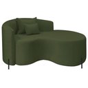 Ver imagem 2 de Divã Recamier Curvo Sala de Estar Recepção Inglaterra 150cm Pés Metal Preto Lado Direito Linho Verde