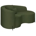 Ver imagem 5 de Divã Recamier Curvo Sala de Estar Recepção Inglaterra 150cm Pés Metal Preto Lado Direito Linho Verde
